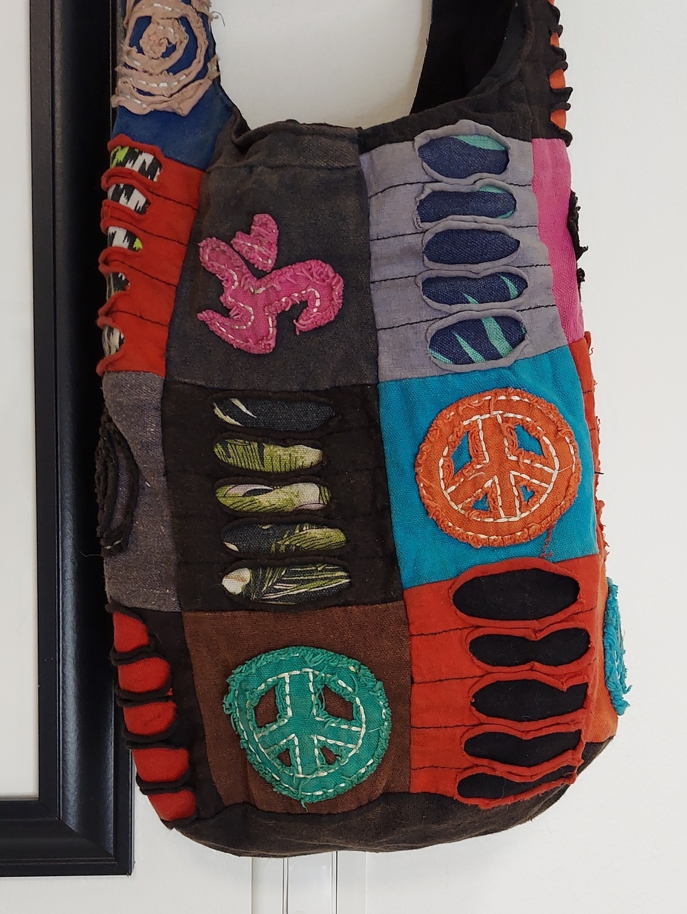 Hippie Bag, Quilted Crossbody, Vintage. Colorful